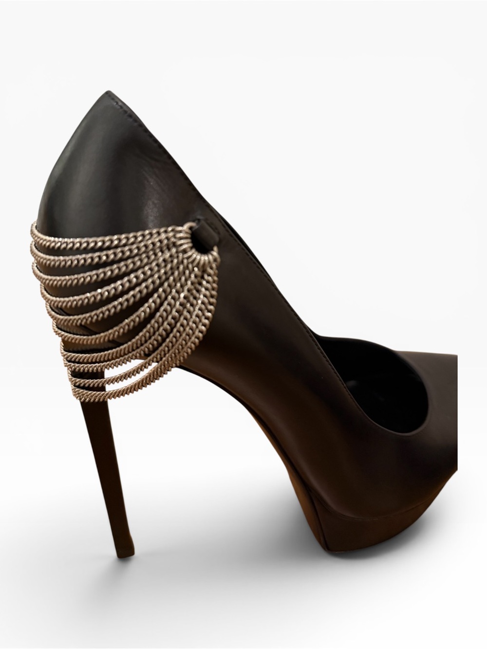 Saint Laurent Janis Chain Pumps Pointed Toe Platform Stiletto Heels Sz 40 YSL - Picture 12 of 12
